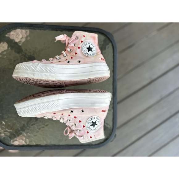 Converse Valentine Hearts All Star Chuck Taylor Hi Top Platform Sneaker 4.5 RARE - Picture 4 of 12